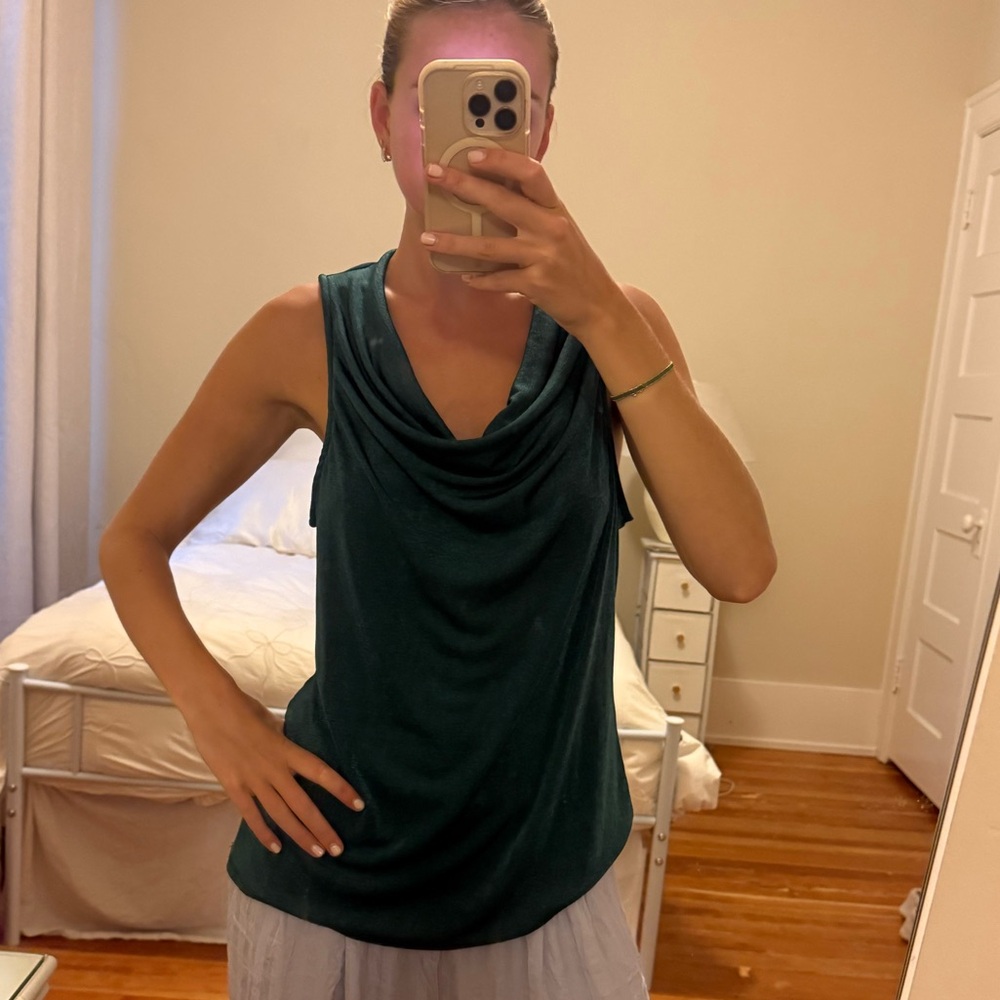 Gilli Teal Drape Tank Top size large